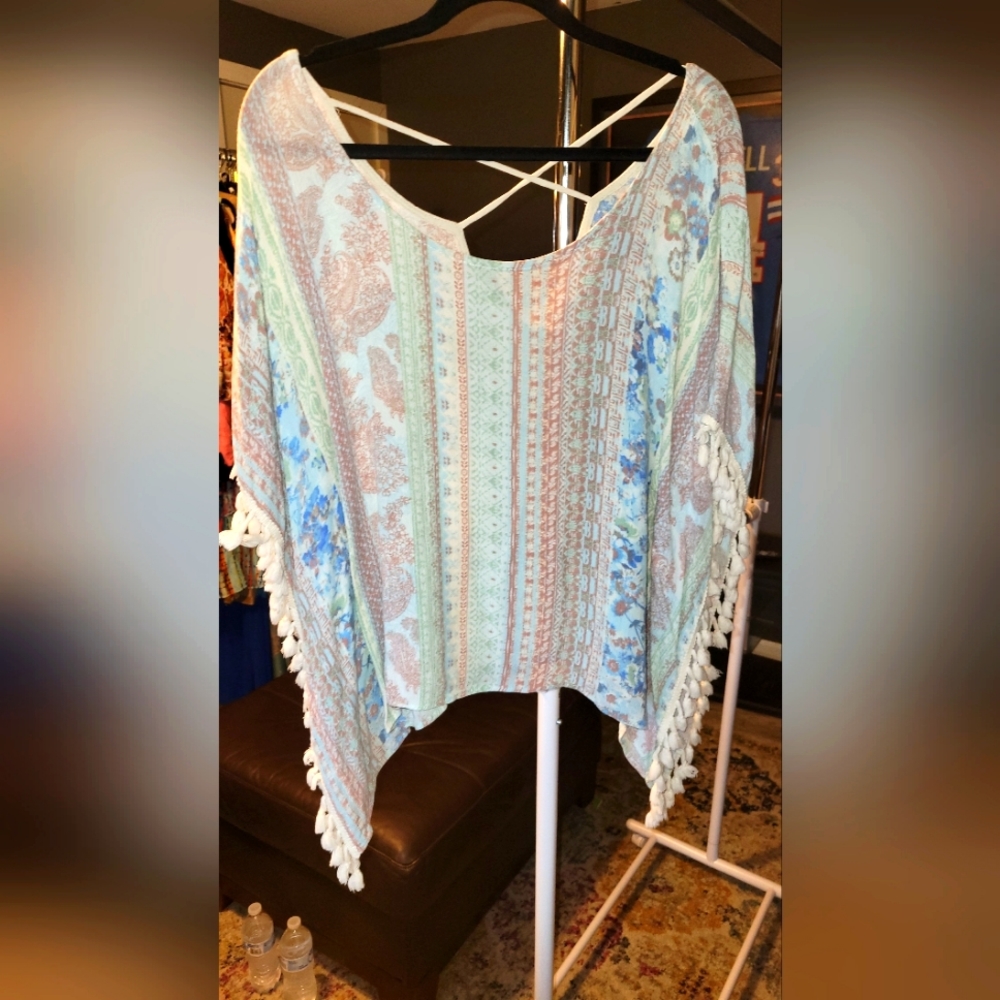 Bohemian Kimono Blouse w/ fringe